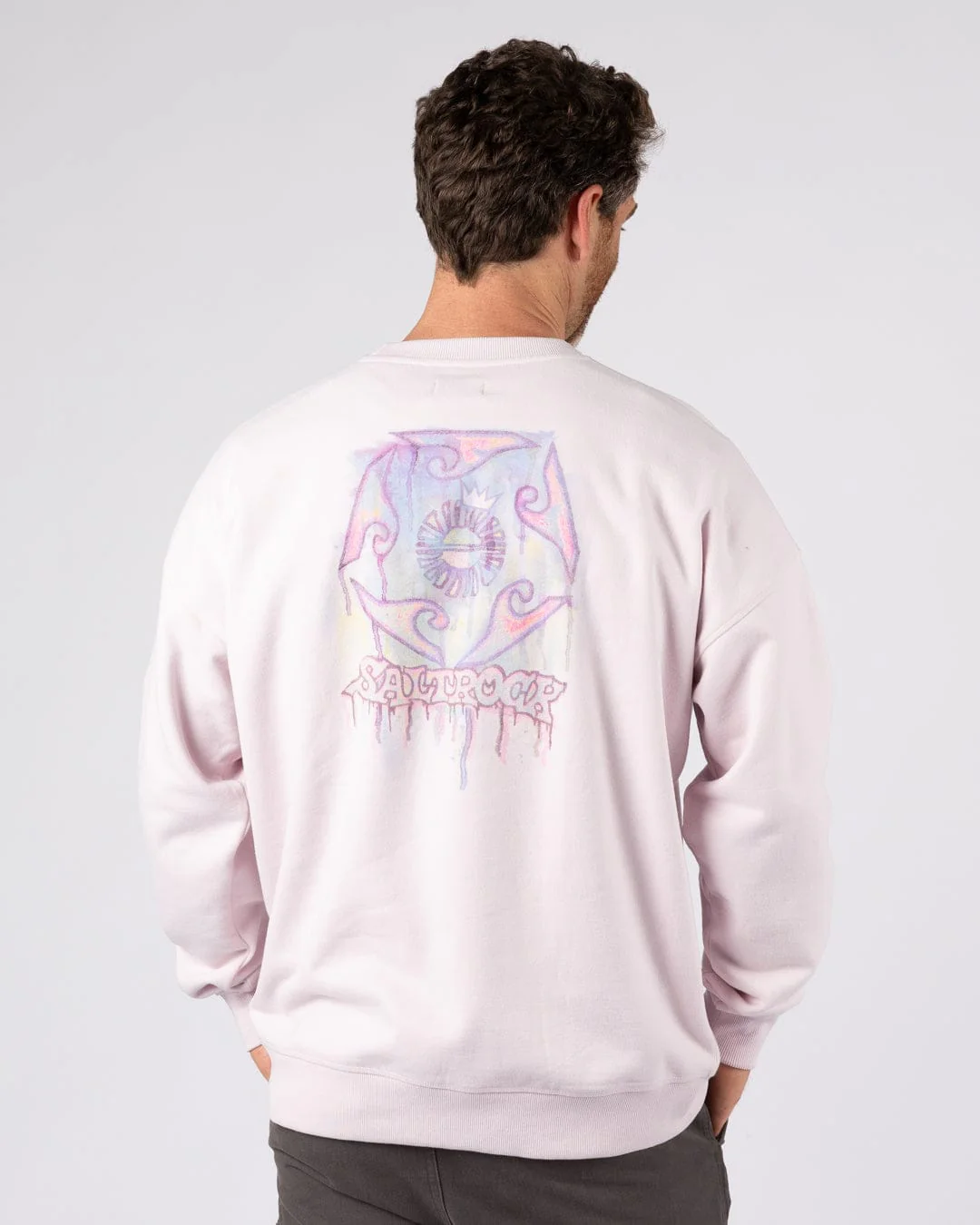 Wave Running Mens Oversized Sweatshirt in Purple