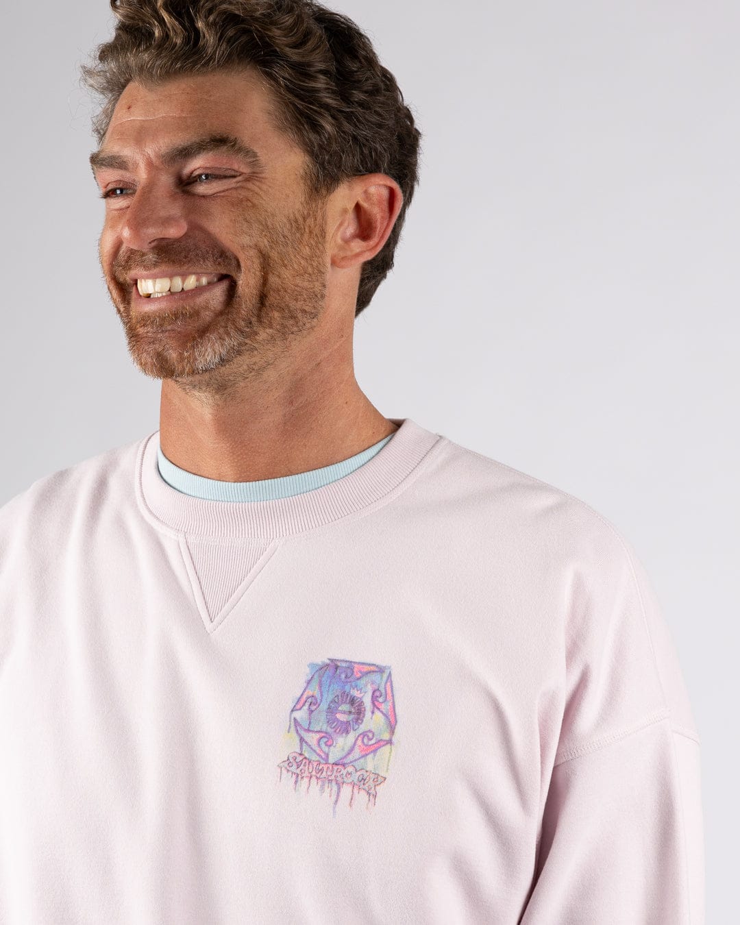 Wave Running Mens Oversized Sweatshirt in Purple - Image 3