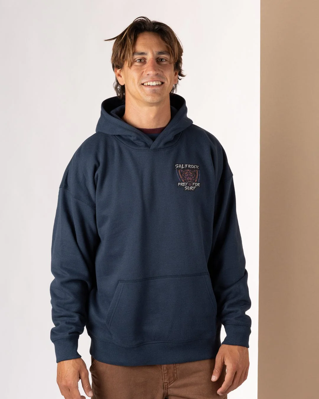 Wolfscale II Mens Oversized Pop Hoodie in Blue
