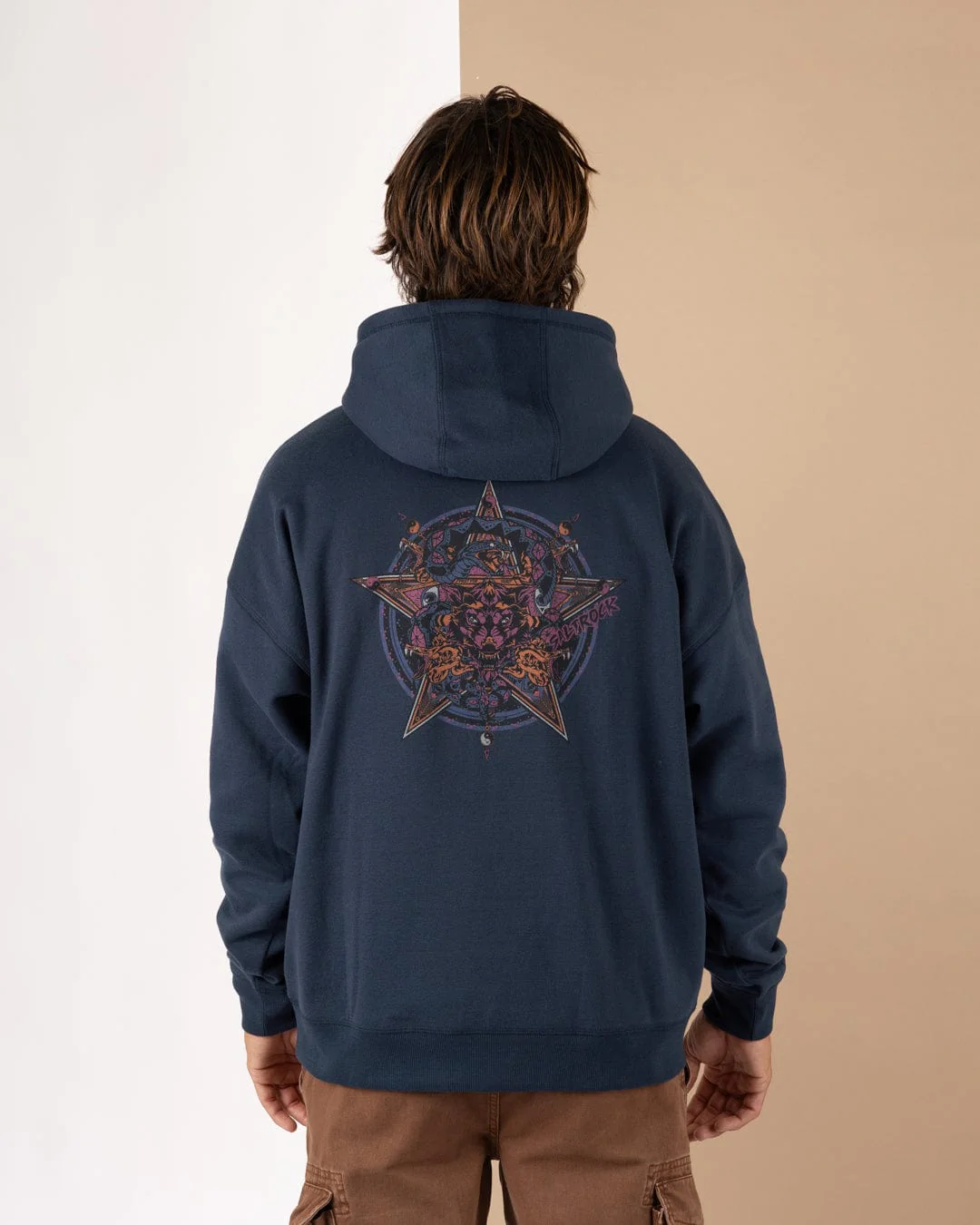 Wolfscale II Mens Oversized Pop Hoodie in Blue - Image 2