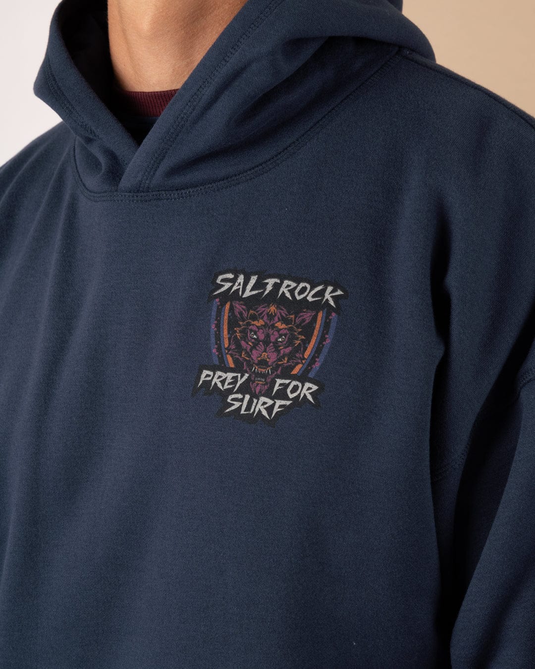 Wolfscale II Mens Oversized Pop Hoodie in Blue - Image 3