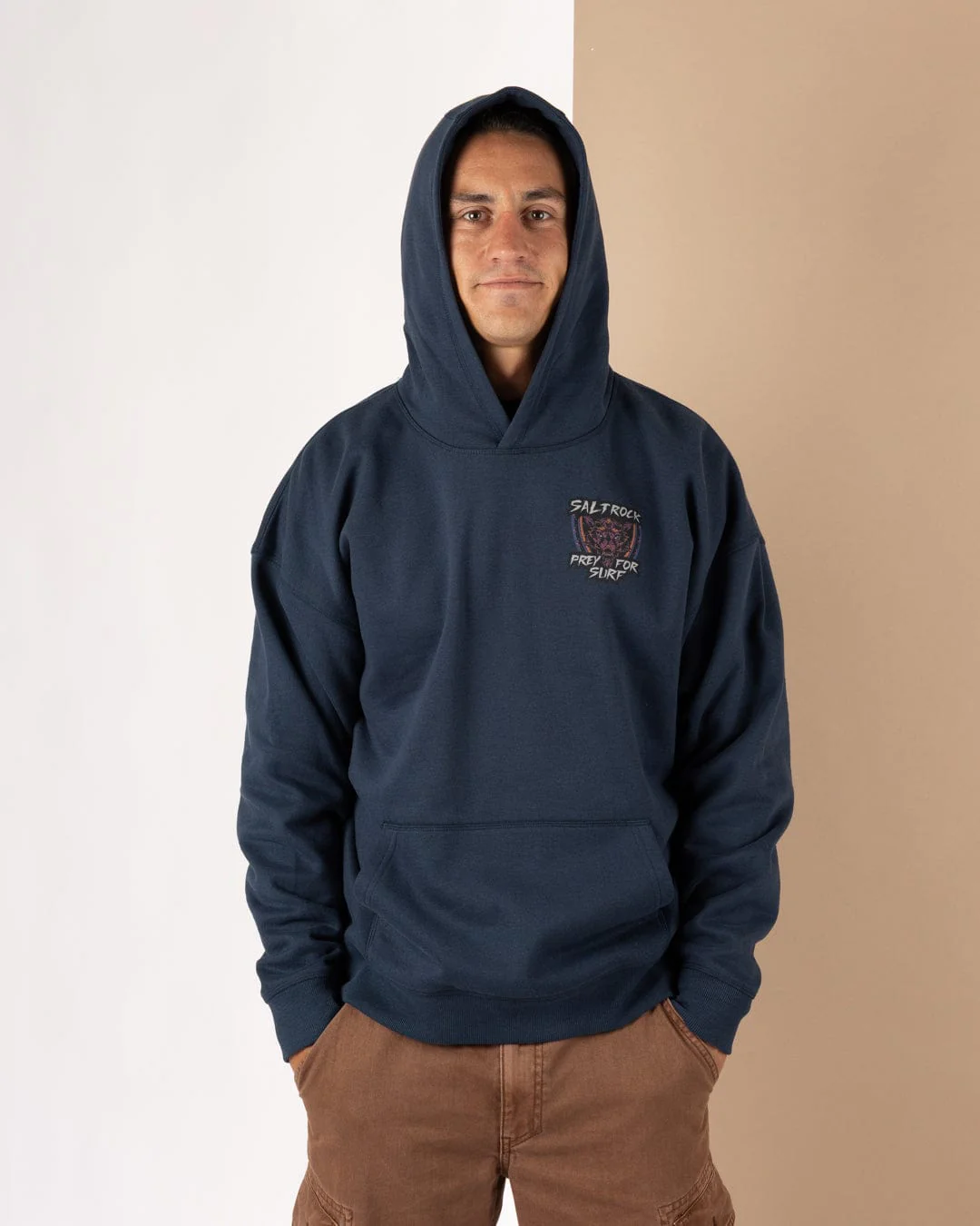 Wolfscale II Mens Oversized Pop Hoodie in Blue - Image 4