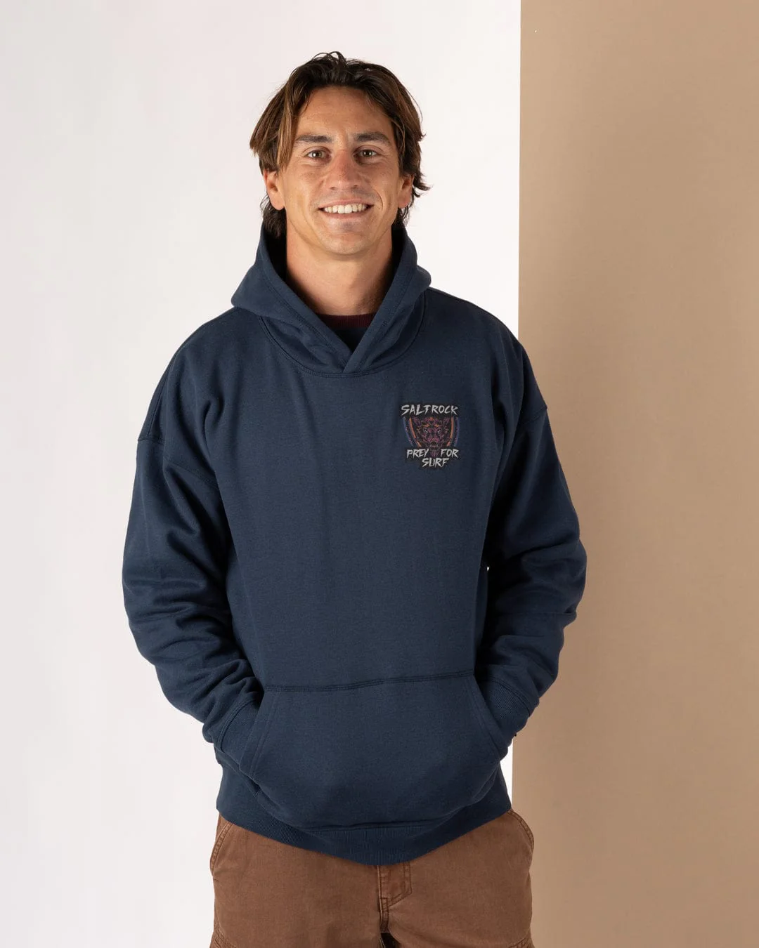 Wolfscale II Mens Oversized Pop Hoodie in Blue - Image 5