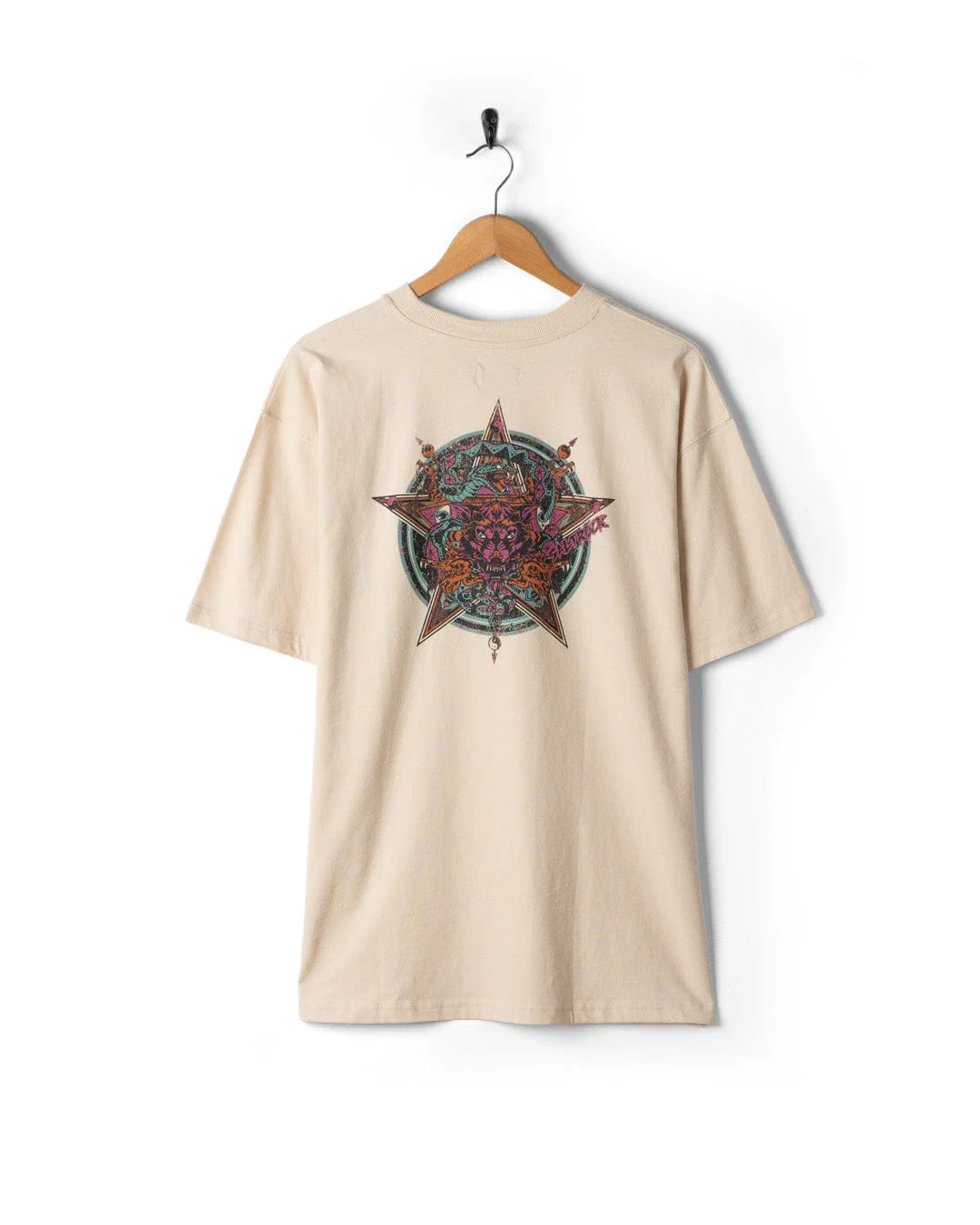 Wolfscale II Mens Oversized Short Sleeve T-Shirt in Cream - Image 5