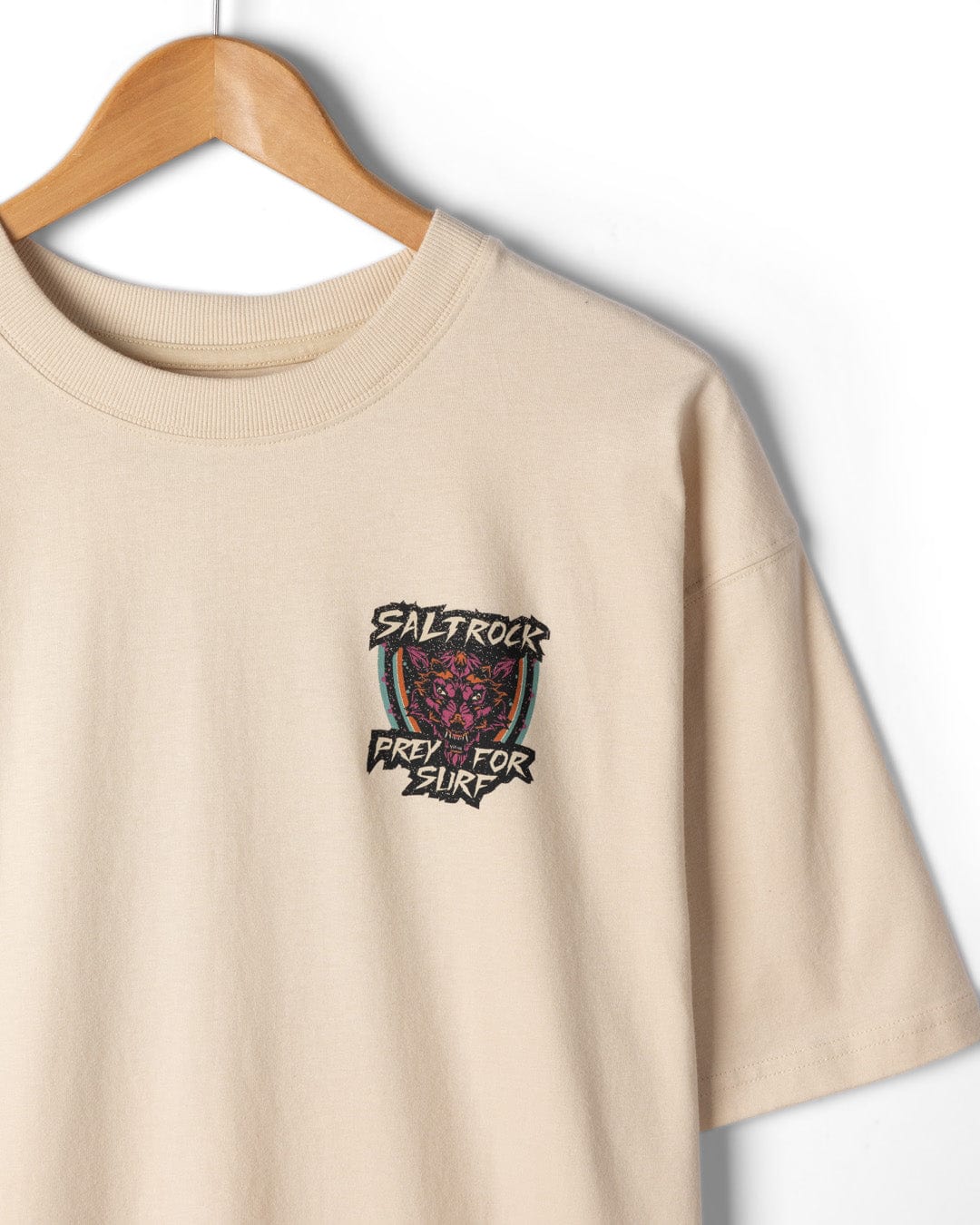 Wolfscale II Mens Oversized Short Sleeve T-Shirt in Cream - Image 7