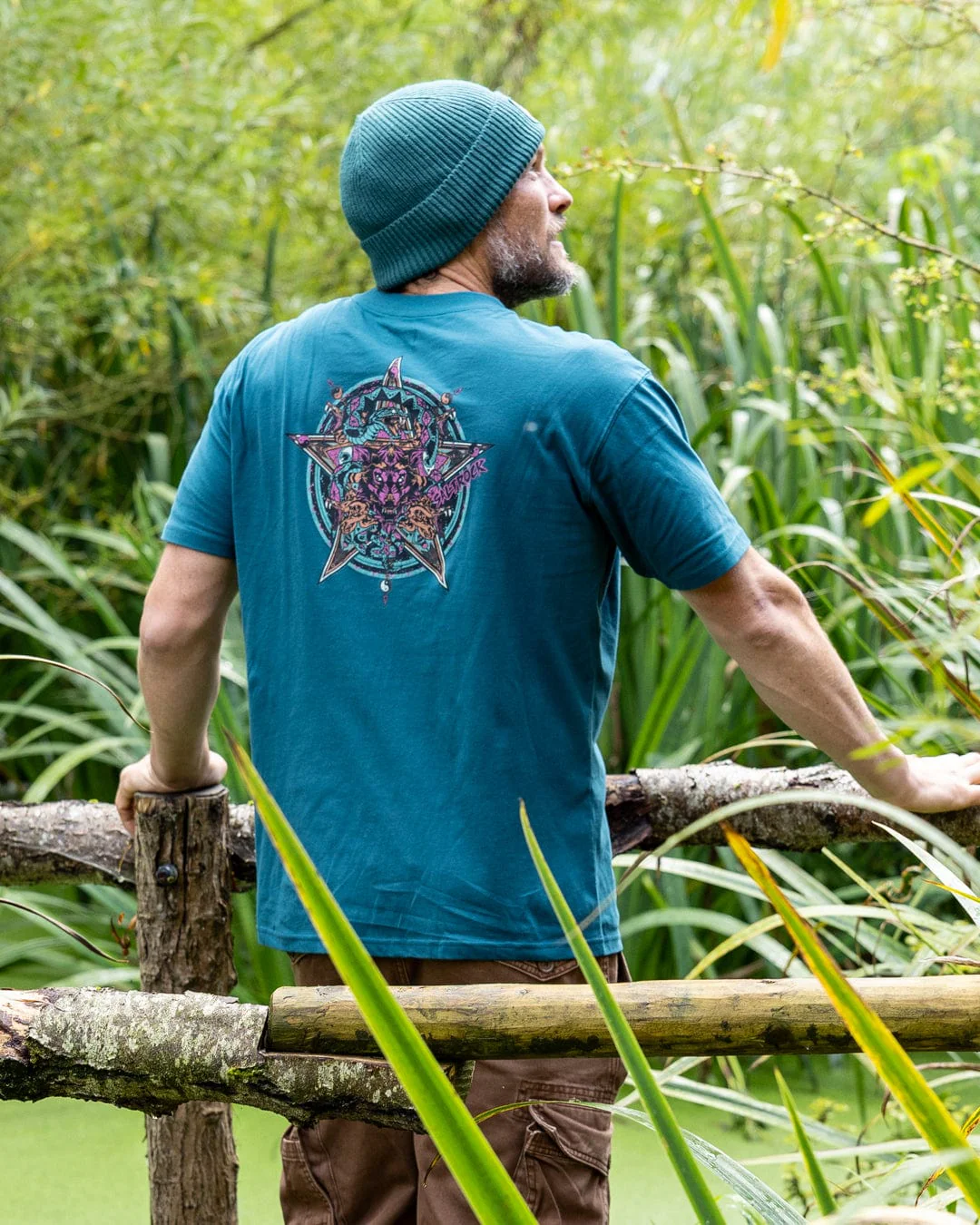 Wolfscale II Mens Oversized Short Sleeve T-Shirt in Teal