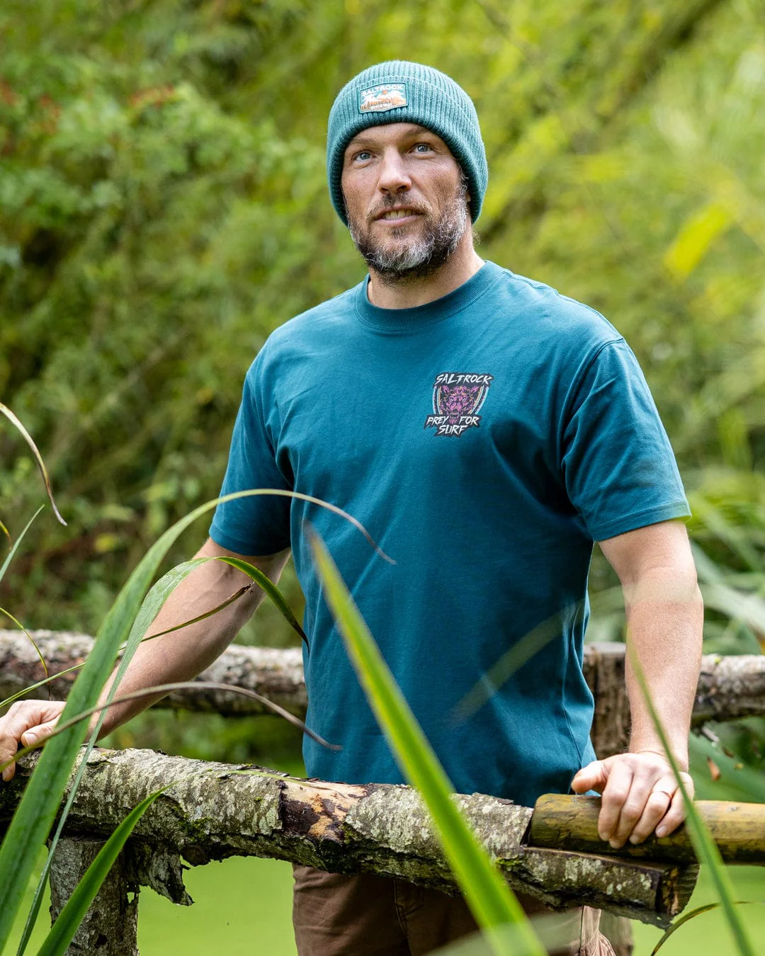 Wolfscale II Mens Oversized Short Sleeve T-Shirt in Teal - Image 2