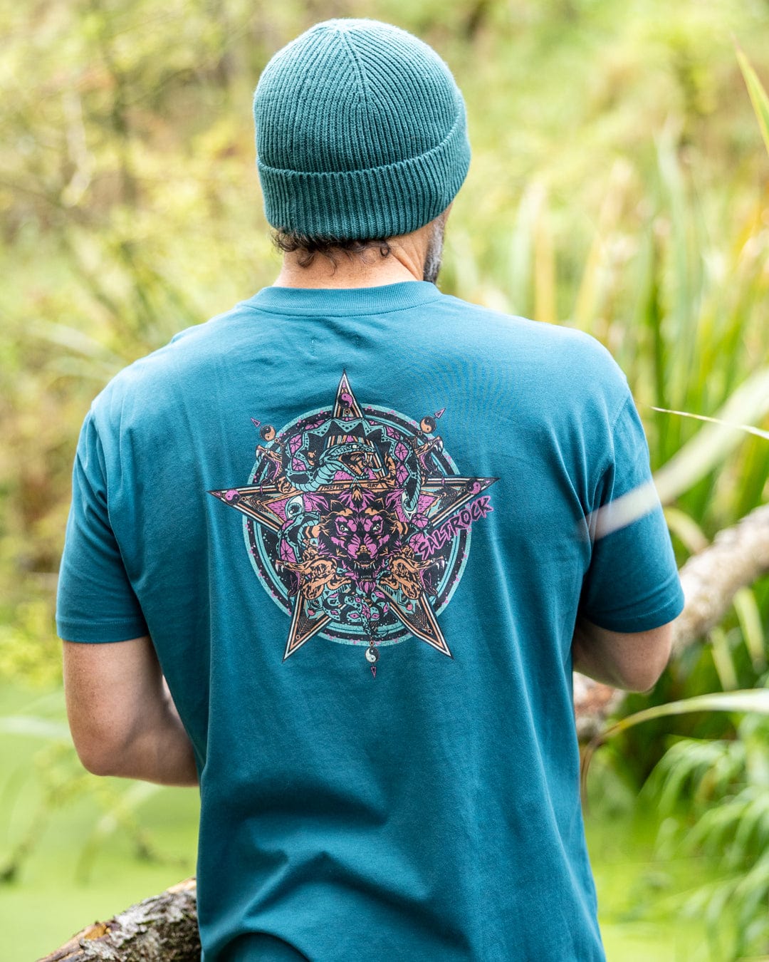 Wolfscale II Mens Oversized Short Sleeve T-Shirt in Teal - Image 3