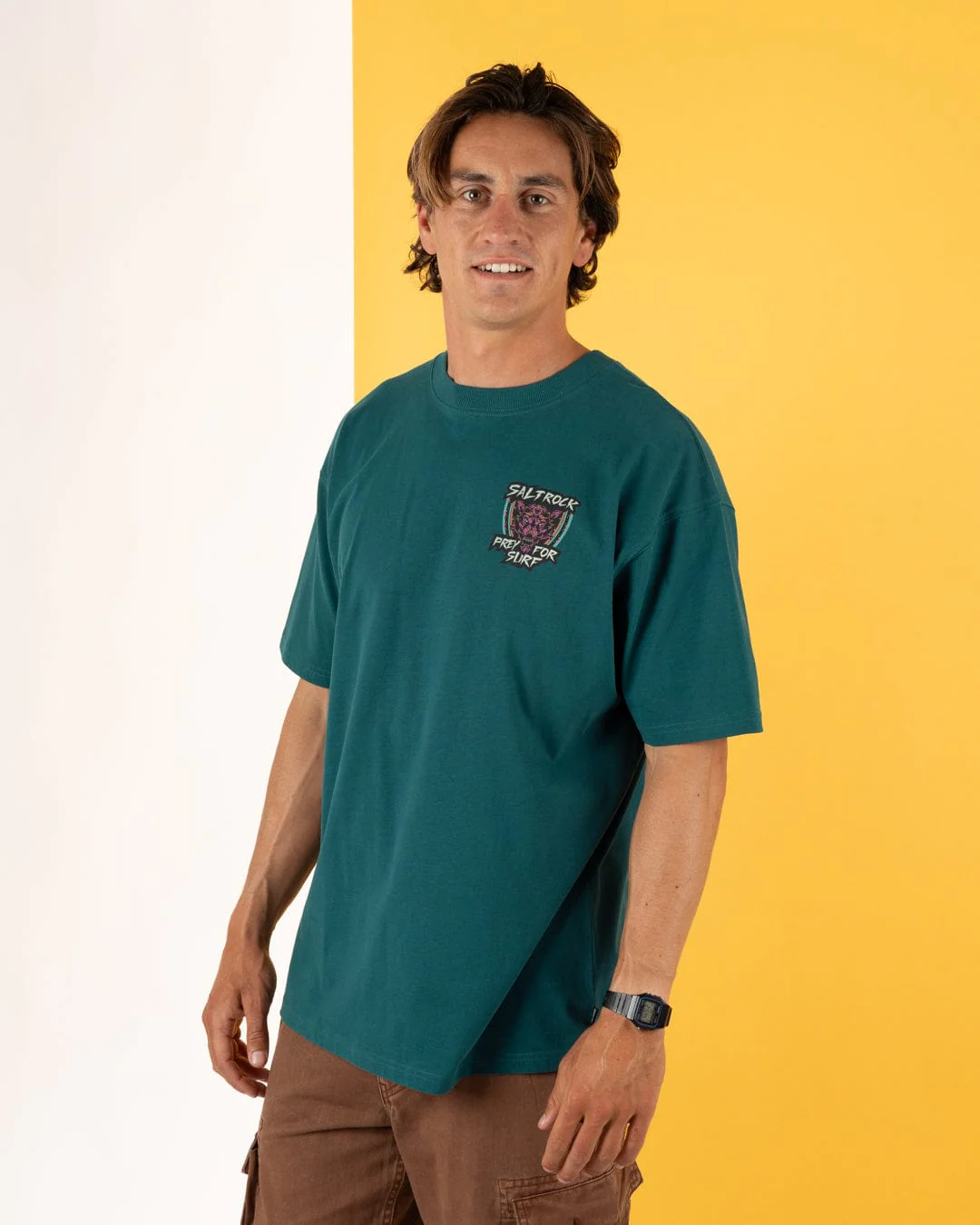 Wolfscale II Mens Oversized Short Sleeve T-Shirt in Teal - Image 4