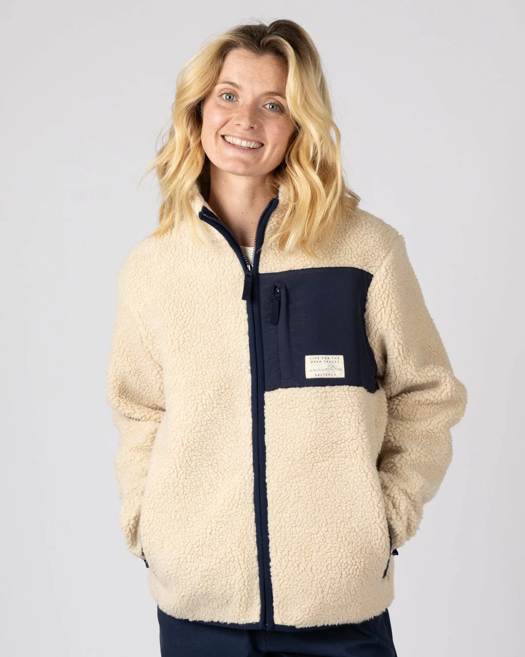Wrenna Womens Zip Through Fleece in Cream