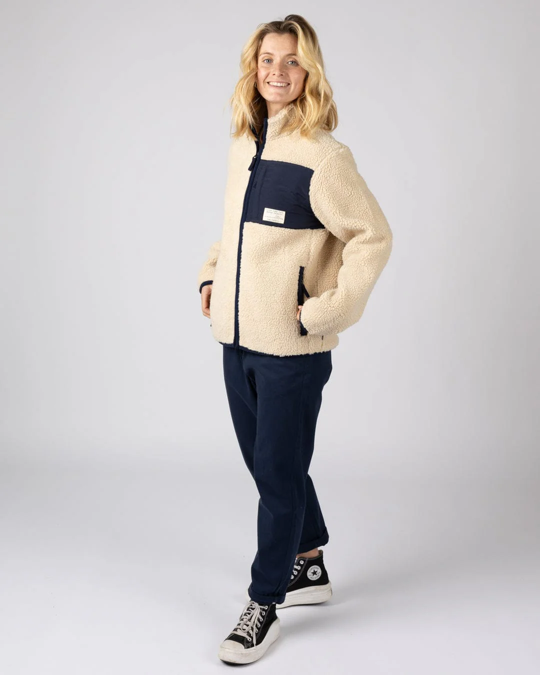 Wrenna Womens Zip Through Fleece in Cream - Image 4