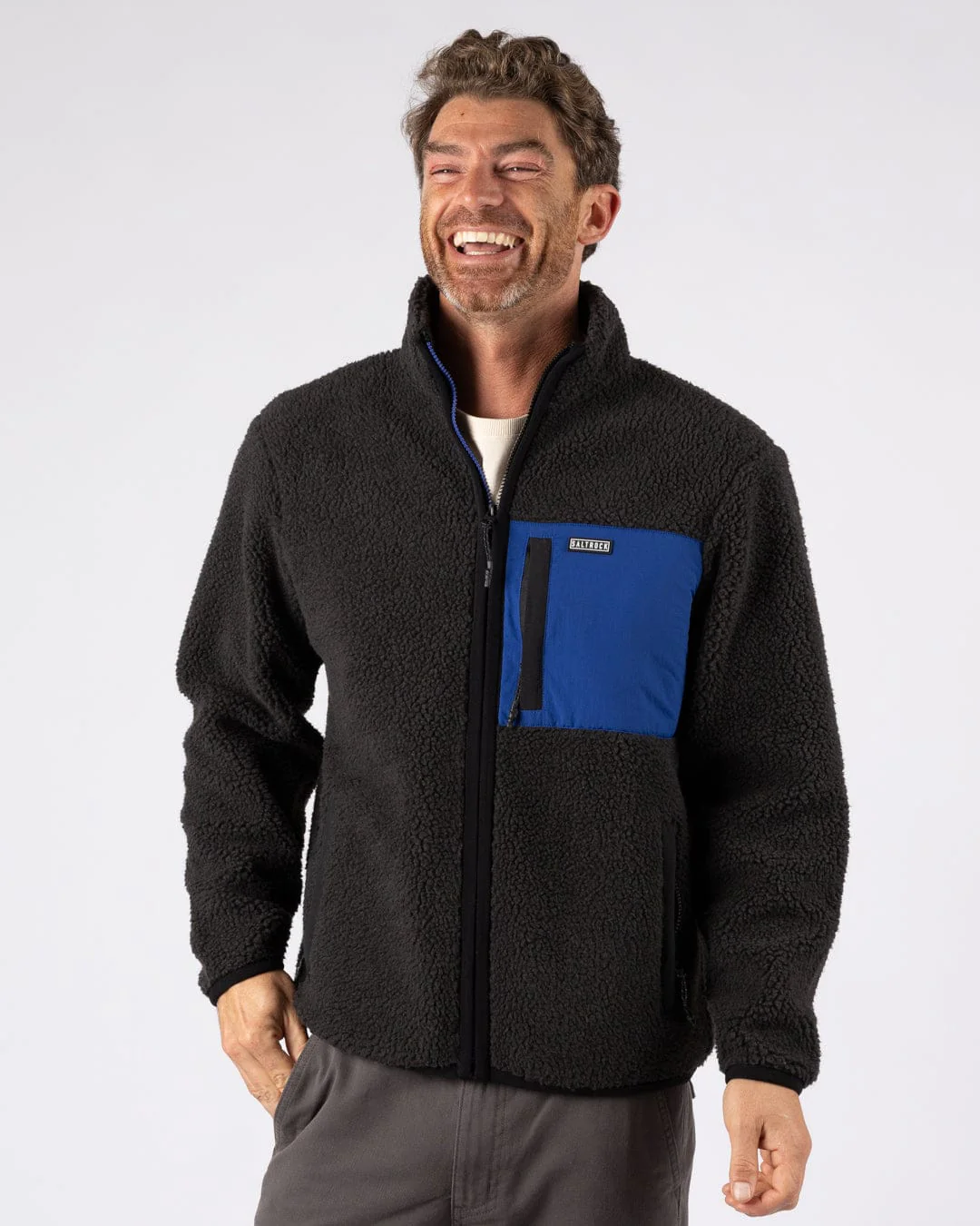 Wye 2 Mens Sherpa Fleece in Grey/Blue - Image 2