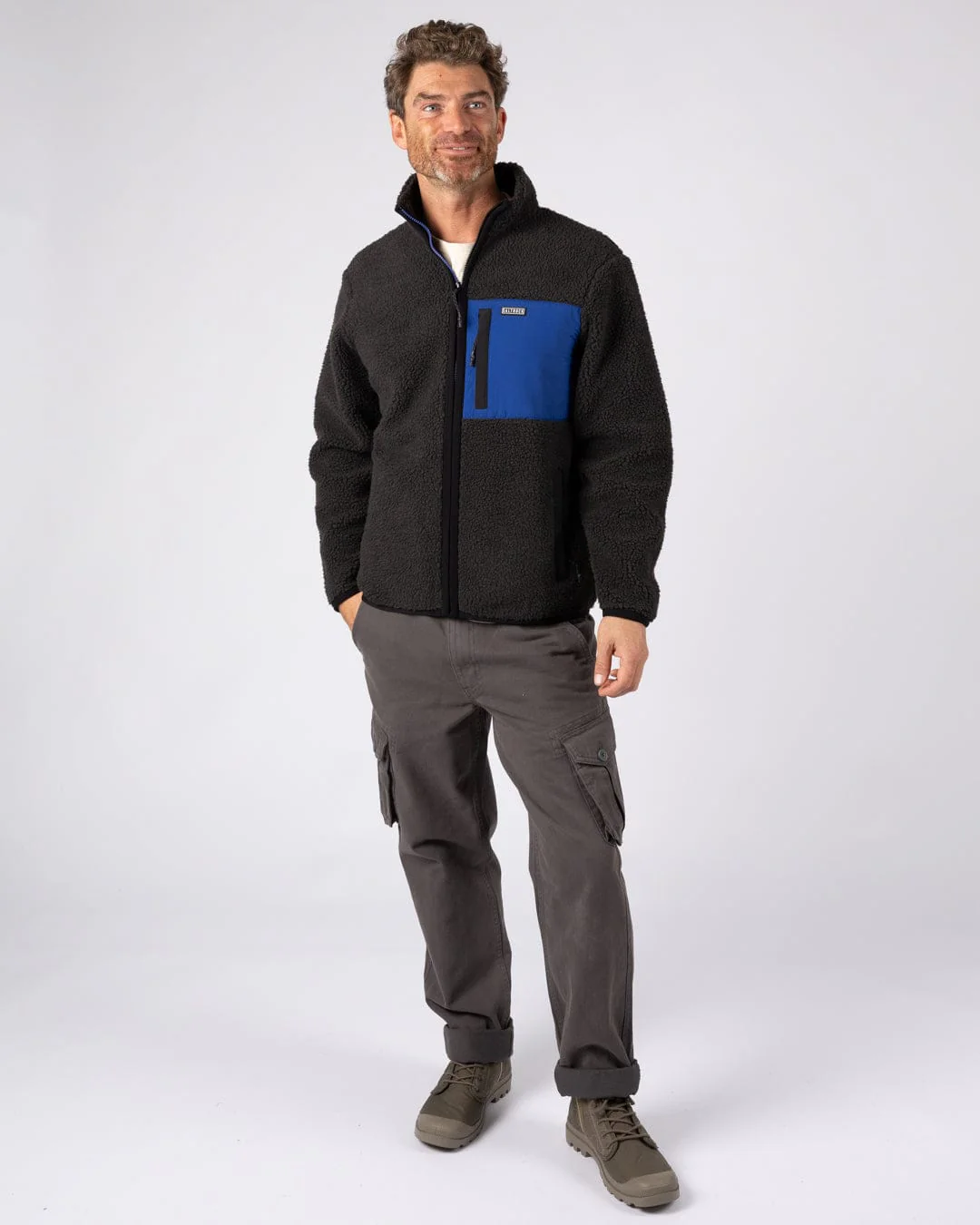 Wye 2 Mens Sherpa Fleece in Grey/Blue - Image 5