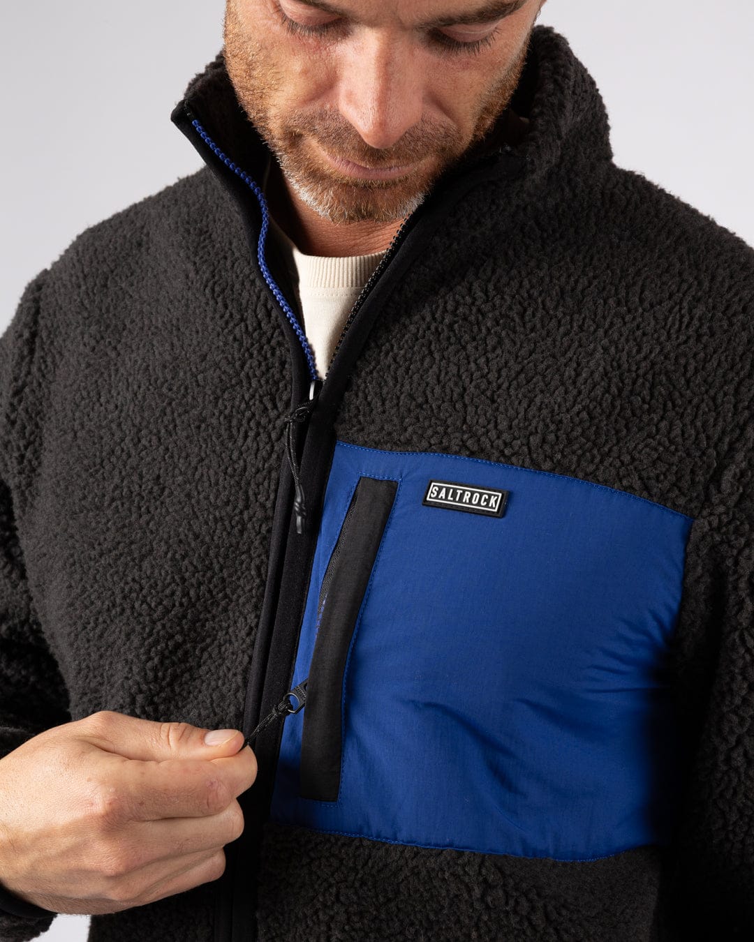 Wye 2 Mens Sherpa Fleece in Grey/Blue - Image 8