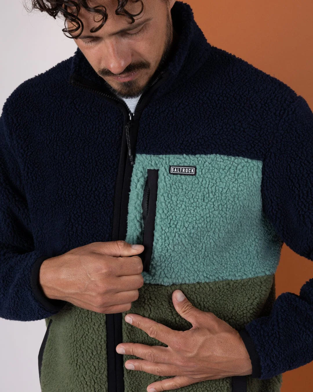 Wye Mens Borg Zip Fleece in Blue - Image 3