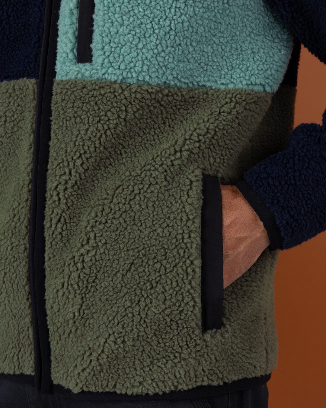 Wye Mens Borg Zip Fleece in Blue - Image 4