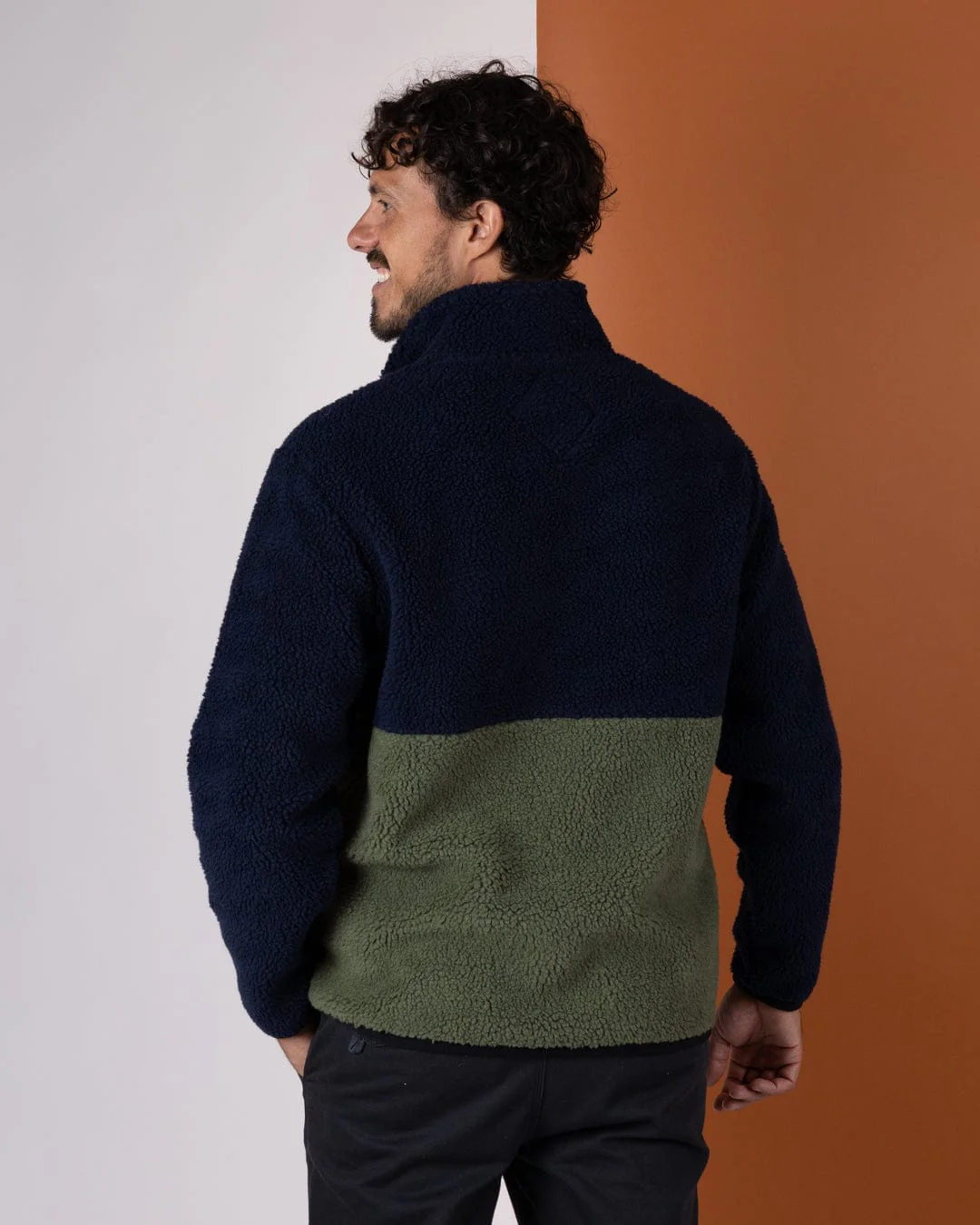 Wye Mens Borg Zip Fleece in Blue - Image 5