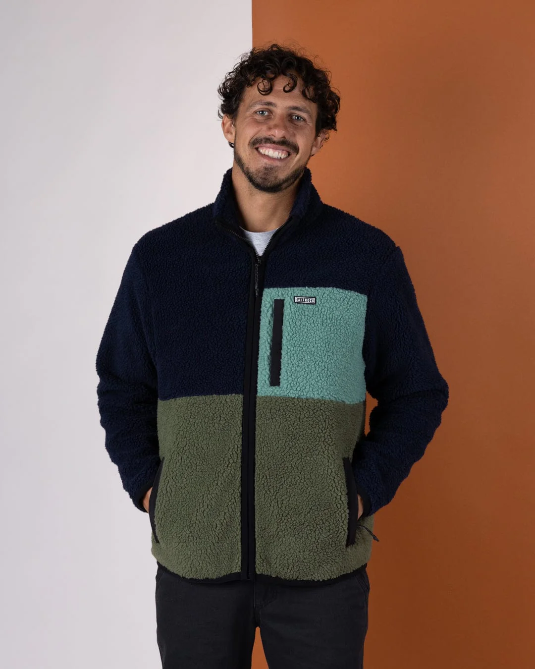 Wye Mens Borg Zip Fleece in Blue - Image 6
