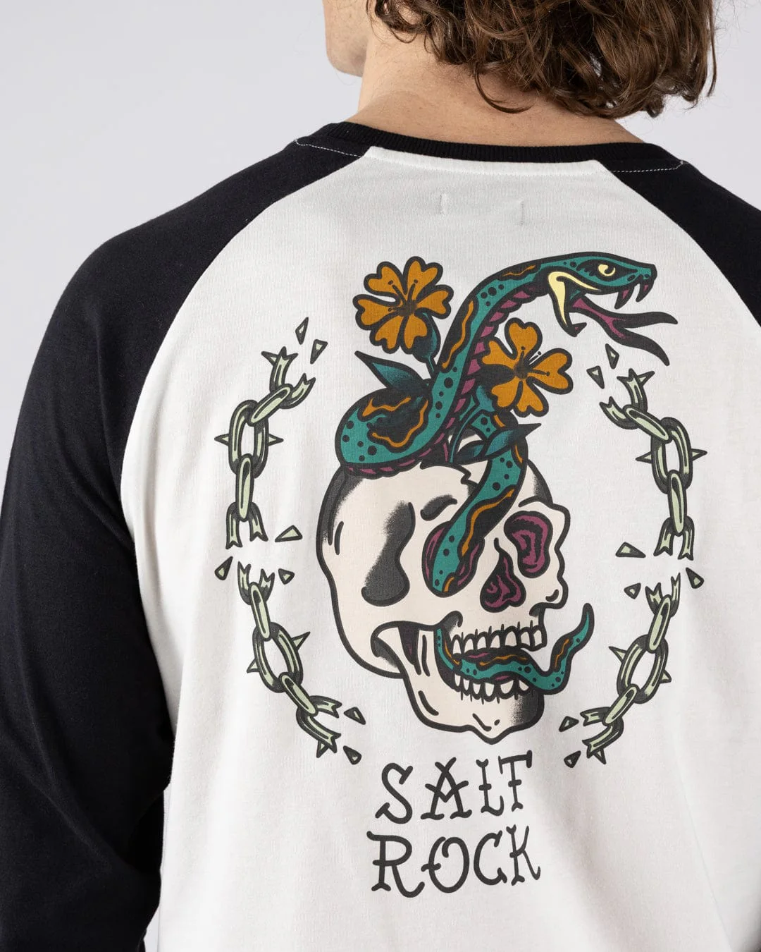 Yesterday's Youth Mens Long Sleeve Raglan T-Shirt in Black - Image 2