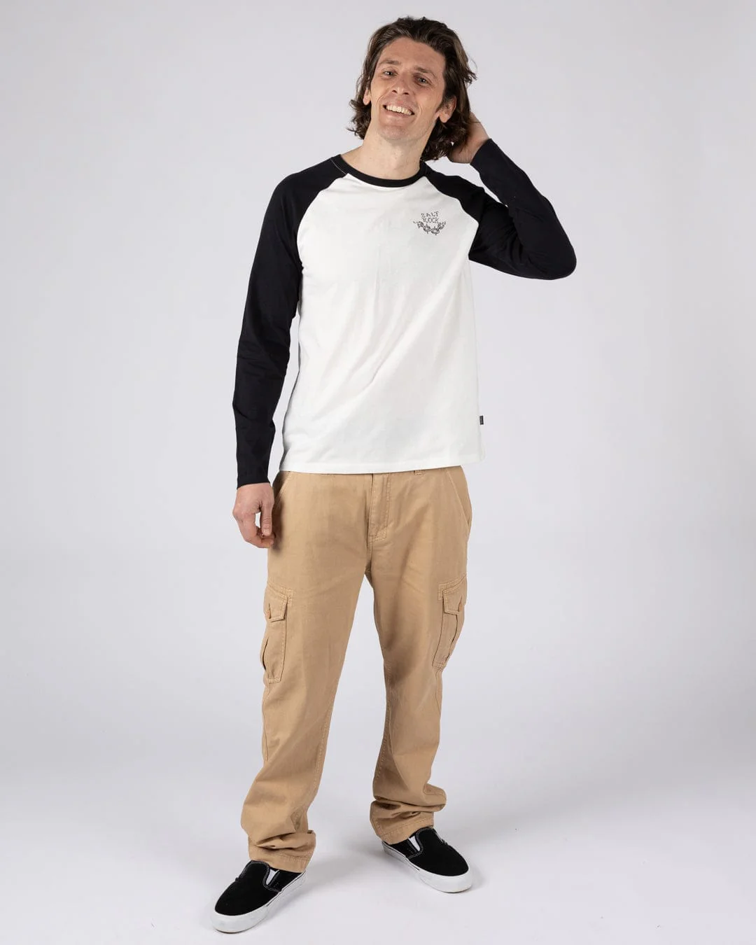Yesterday's Youth Mens Long Sleeve Raglan T-Shirt in Black - Image 6