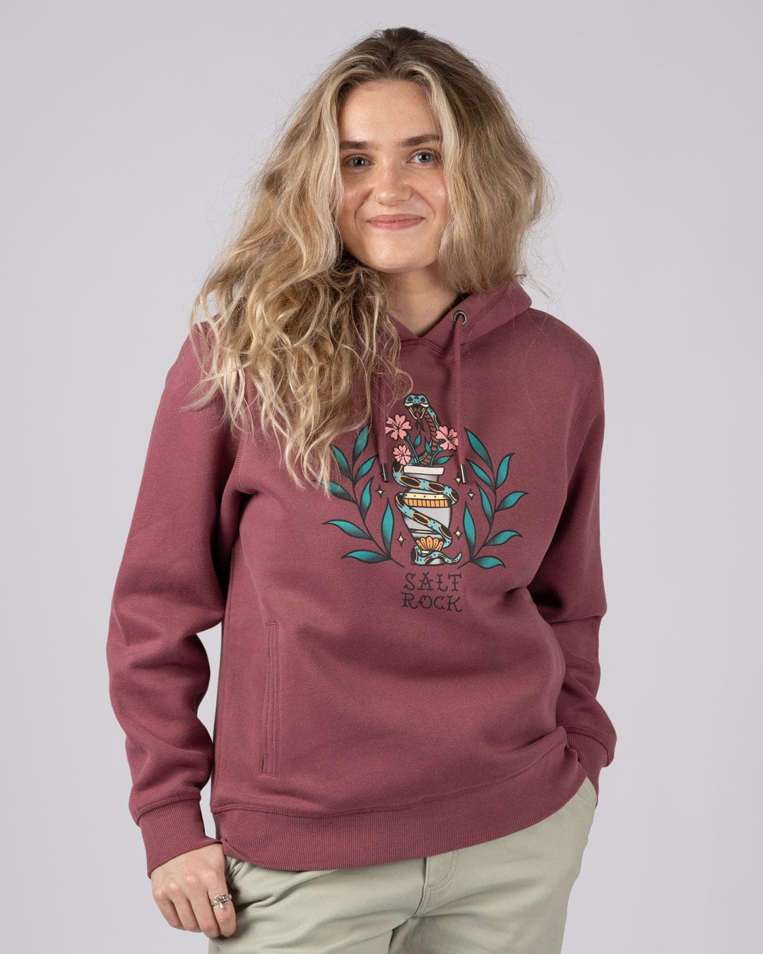 Yesterday's Youth Womens Pop Hoodie in Dark Pink