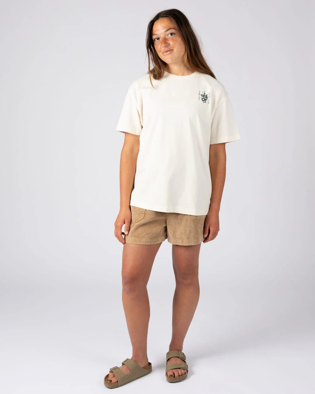 Yesterday's Youth Womens Oversized Short Sleeve T-Shirt in Cream - Image 3