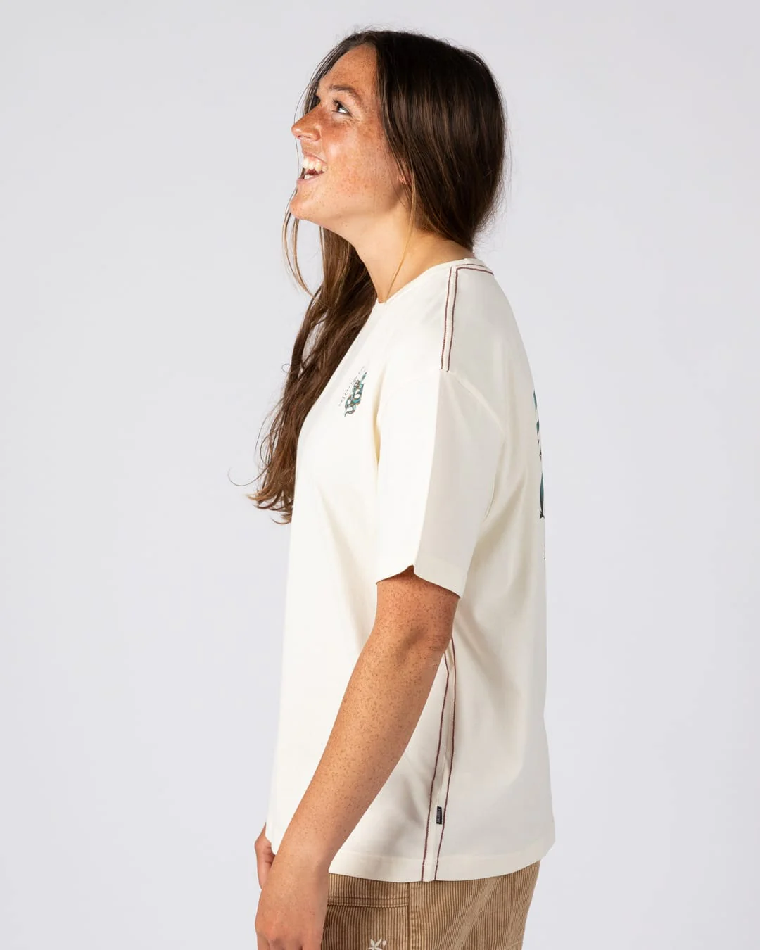 Yesterday's Youth Womens Oversized Short Sleeve T-Shirt in Cream - Image 7
