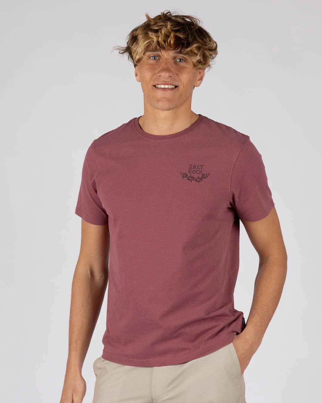 Yesterday's Youth Mens Short Sleeve T-Shirt in Dark Pink - Image 2