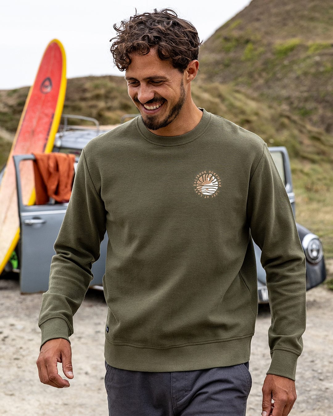 Yin Yang Sun Mens Sweatshirt in Green - Image 4