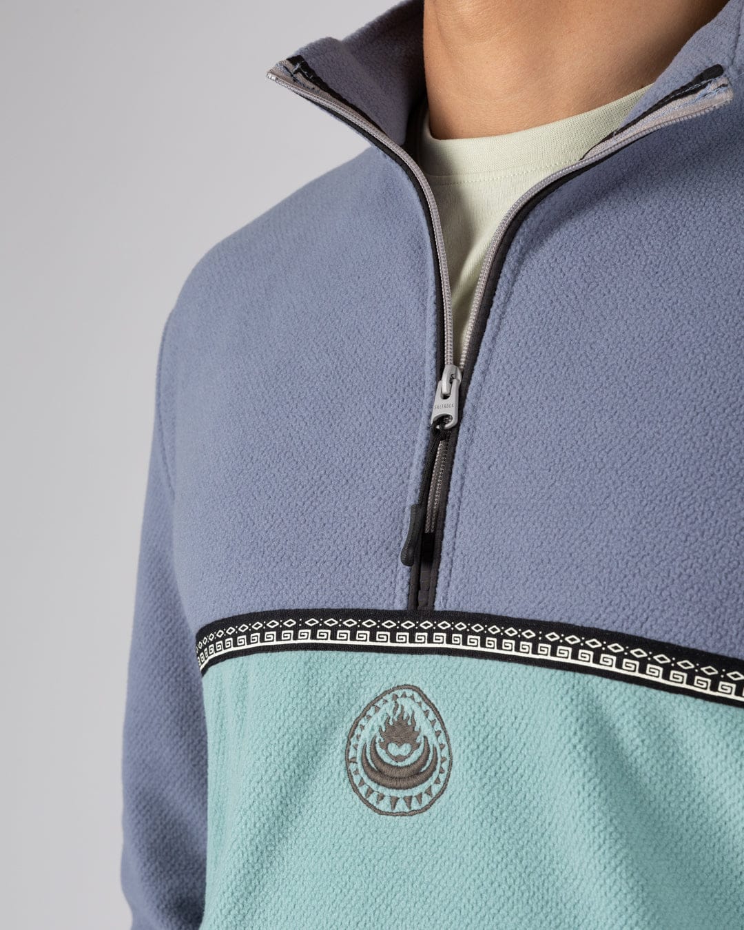 Zaki  Mens 1/4 Neck Fleece in Blue - Image 2