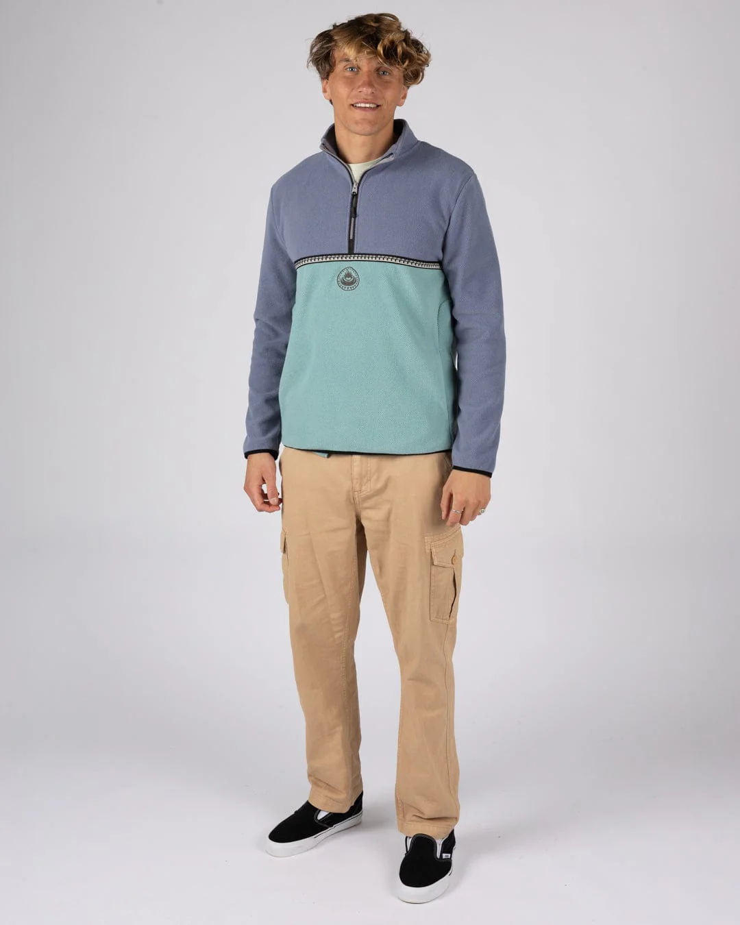 Zaki  Mens 1/4 Neck Fleece in Blue - Image 3