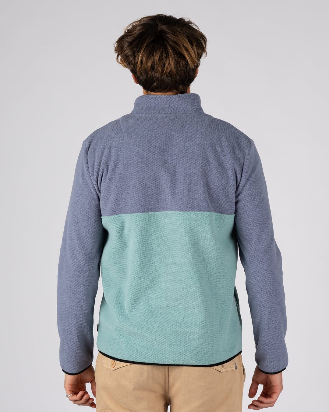 Zaki  Mens 1/4 Neck Fleece in Blue - Image 5