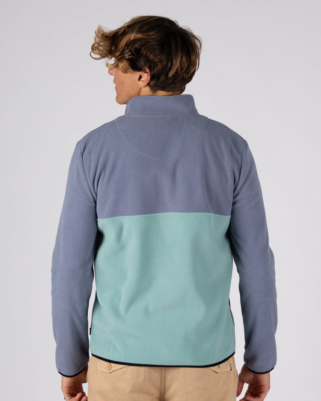 Zaki  Mens 1/4 Neck Fleece in Blue - Image 7